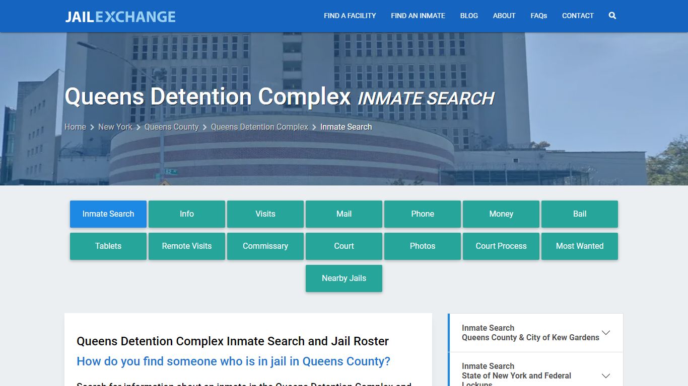 Queens Detention Complex Inmate Search - Jail Exchange