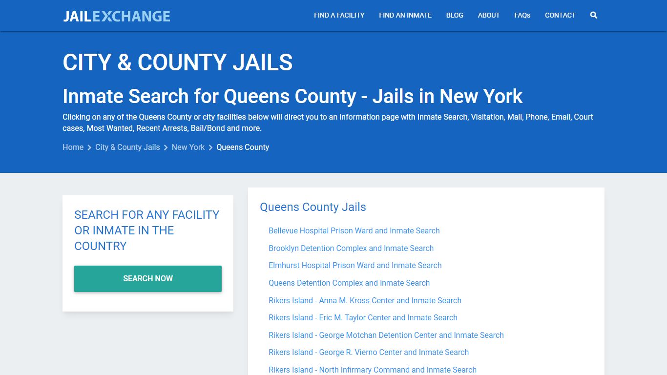 Inmate Search for Queens County | Jails in New York - Jail Exchange